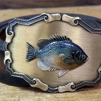 Sale Photo Thumbnail #327: Lot 428: 1970s Raintree belt buckle w/ 3D Bluegill