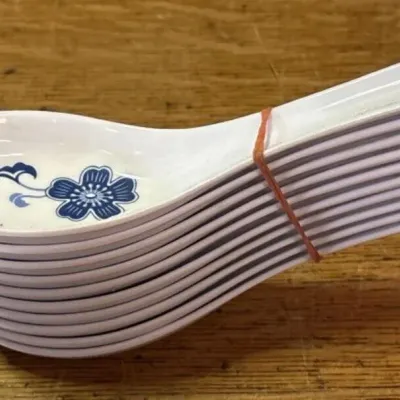 Sale Photo Thumbnail #338: Lot 439: Ceramic Asian soup spoons