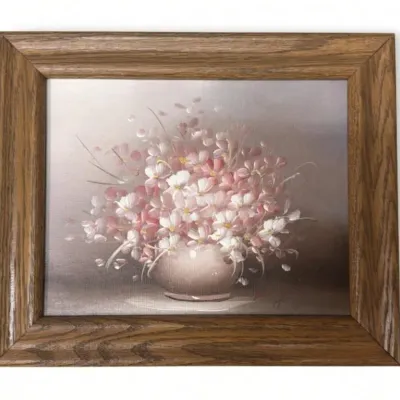 Sale Photo Thumbnail #43: Lot 116: Hand painted art artwork pink and white blossoms 13x11