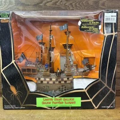 Sale Photo Thumbnail #155: Lot 226: Lemax Spooky Lighted Ghost Galleon Pirate Ship