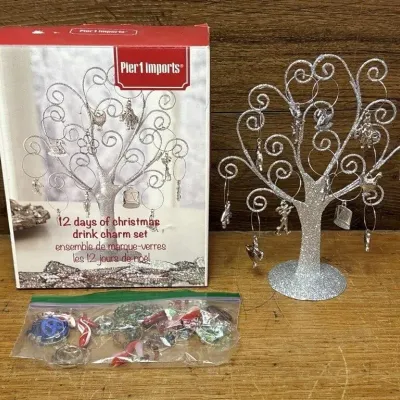 Sale Photo Thumbnail #515: Lot 615: 12 days of Christmas drink charm tree with extra drink charms