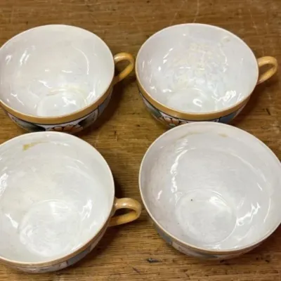 Sale Photo Thumbnail #655: Lot 759: Vintage Lusterware flower tea cups