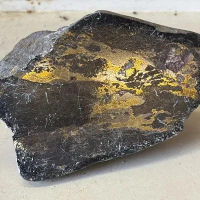 Sale Photo Thumbnail #390: Lot 491: Tiger’s Eye Rough Stone Golden Brown Chatoyant Quartz with Red Hematite Inclusion