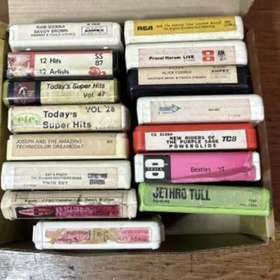 Sale Photo Thumbnail #598: Lot 702: Vintage Classic Rock Eight Track Cassette Tape