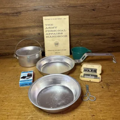 Sale Photo Thumbnail #664: Lot 768: Army affairs handbook / Mess Kit etc.