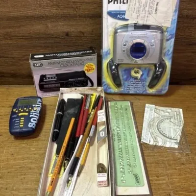 Sale Photo Thumbnail #335: Lot 436: Vntg Cassette Player / Office Supplies