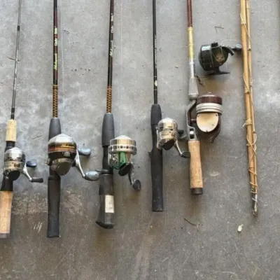 Sale Photo Thumbnail #93: Lot 166: Fishing poles & reels - Chesapeake, Johnson & more