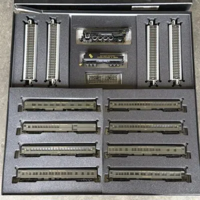 Sale Photo Thumbnail #278: Lot 349: Vntg Bachmann Spectrum "The George Washington" HO scale passenger train set ( we unwrapped the train and cars for photos / like new) - estimated 80 pieces of track along with it.