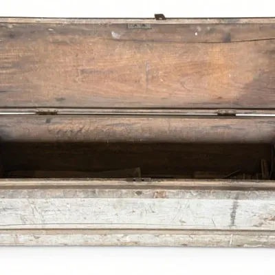 Sale Photo Thumbnail #25: Lot 98: Antique carpenters tool chest 34x10x10