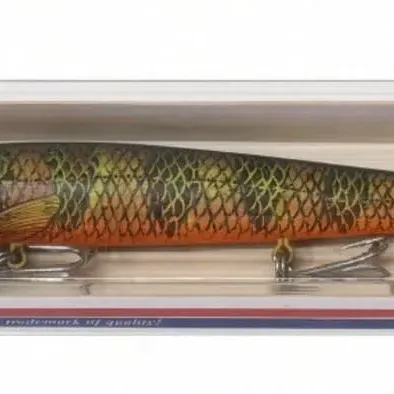 Sale Photo Thumbnail #109: Lot 182: Rebel Floater Minnow fishing lure in original packaging. “Naturalized Yellow Perch”