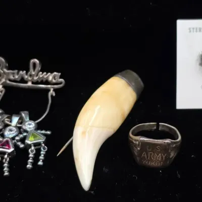 Silver Yukon Ring & Other Vintage Sterling Accessories, 19.54g
