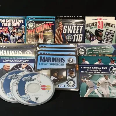 Seattle Mariners VHS Tapes, DVDs and Game Memorabilia, New in Original Boxes