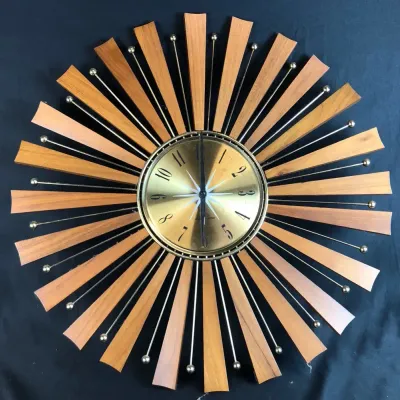 Seth Thomas Mid-Century Modern Teakwood Fan Clock