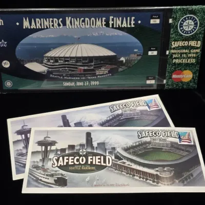 1999 Seattle Mariners Safeco Field Opening and Kingdome Final Game Tickets With Envelopes