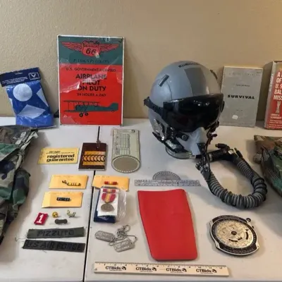 Air Force- Gentex HGU-55/P F-15, F-16 Jet Fighter Helmet, Camo uniform, Insignia+