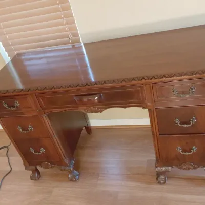 Antique Mahogany Or Cherry Carved Writing Desk 14x19x30