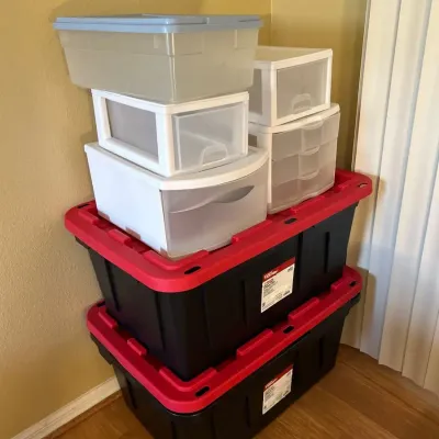 Storage Bins -2 Hyper Tough 27gal, Sterilite++