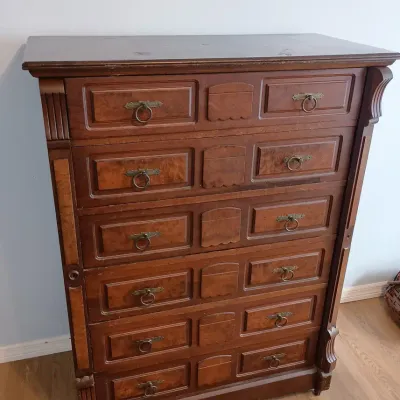 Antique Victorian W/Side Lock Solid Wood Tall Dresser 40x19x 53