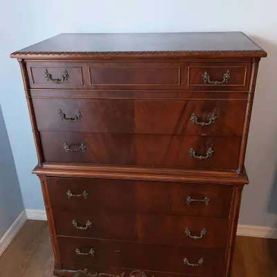 Vintage Highboy Mahogany Or Walnut Dresser 36 X 22 X 52