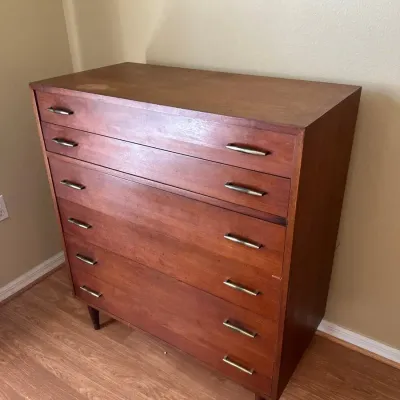 Mid Century Modern High-Boy Wood Dresser 36x18x41
