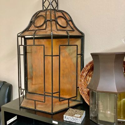 Sale Photo Thumbnail #139: Vintage copper and iron cupola style wall sconce