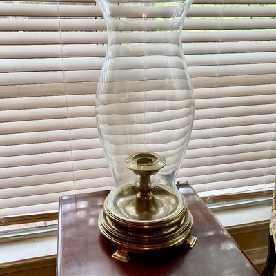 Sale Photo Thumbnail #60: Very largebrass hurricane candle holder