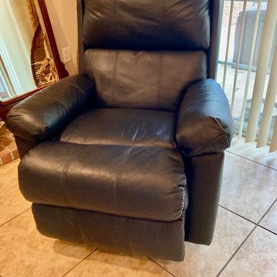 Sale Photo Thumbnail #43: Blue leather Layzboy recliner rocker