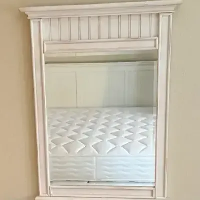 Cottage Style Framed Mirror with Beadboard and Crown Molding