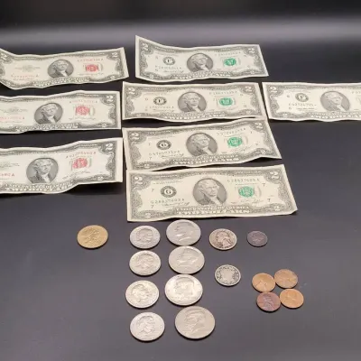 Vintage U.S. Coins And Eight $2 Bills