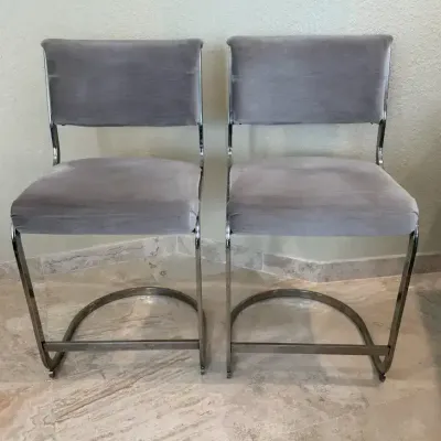 Heidi Grey Velvet Counter Stools 