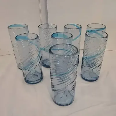Blue Hand-Blown Artisan Drinking Tumblers