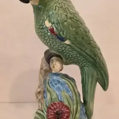Bordallo Pinheiro Majolica Ceramic Parrot Figurine