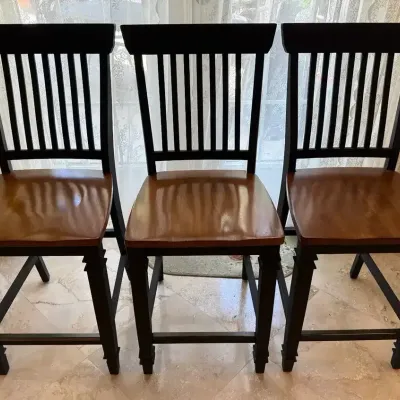 3 Schoolhouse / Mission Style Wood Chairs