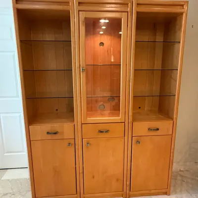 3 Piece MCM Scandinavian Style Wood Cabinet