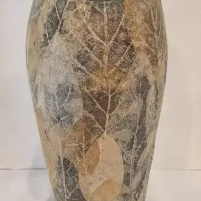 Layered Leaf Skeleton Ceramic Vase