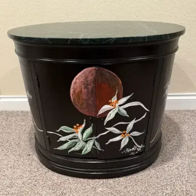 Asian Chinoiserie Style Drum Table / Cabinet