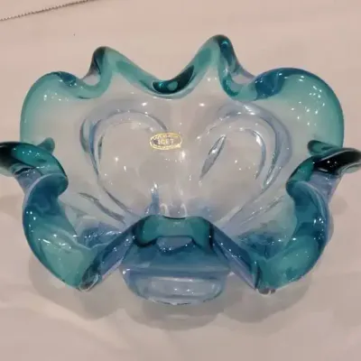 Hand-Blown Murano or Venetian Art Glass Bowl / Ashtray