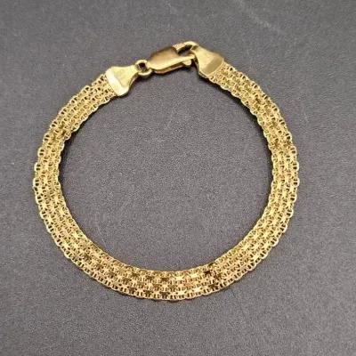 750 Italy Yellow Gold Bismark Chain Bracelet 