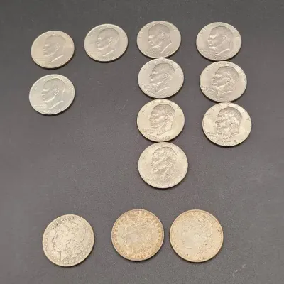 10 Bicentennial Eisenhower & 3 Morgan Silver Dollars