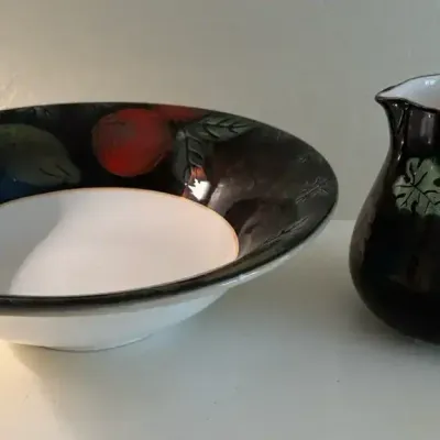"Venetian" Pattern Bowl & Pitcher by VARM Ceramica In Italy