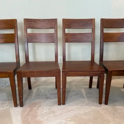 Crate And Barrel Basque Honey Wood Chairs