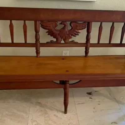 Cushman Colonial Creations Reproduction "Shoreham" Eagle Back Deacon's Bench 