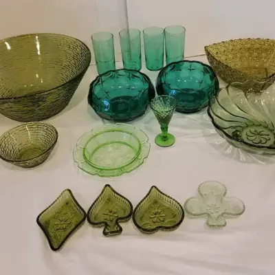 MCM Green and Teal Glassware