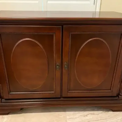 Traditional Wood Credenza With A Rich Cherry Wood Finish