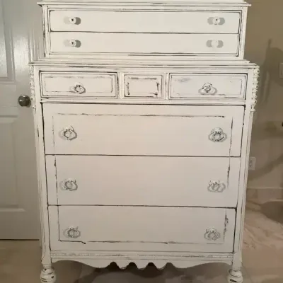 Shabby Chic Eastlake Style Highboy Dresser