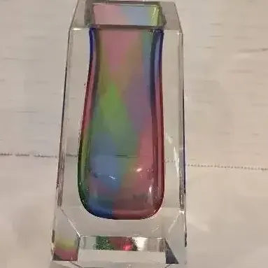 MCM Murano Faceted "Sommerso" Art Glass Vase
