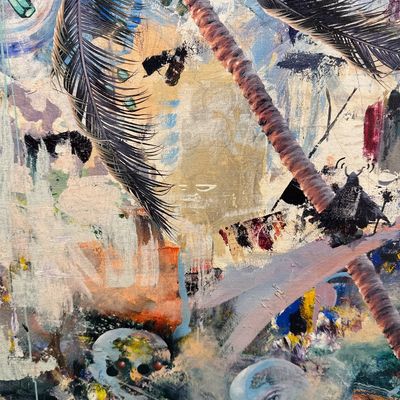 Sale Photo Thumbnail #99: This canvas print is an original abstract piece titled "The Space Between Us" by the popular Maui-based artist Charlie Lyon. Comes with COA