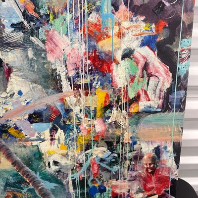 Sale Photo Thumbnail #103: This canvas print is an original abstract piece titled "The Space Between Us" by the popular Maui-based artist Charlie Lyon. Comes with COA