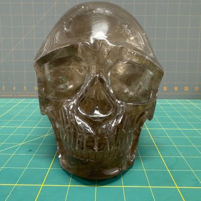 Sale Photo Thumbnail #36: Large Quartz Skull
Hand carved 
Good condition 
Comes with felt bag