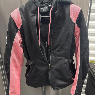 Sale Photo Thumbnail #85: Two piece Harley Davidson, jackets, pink and black size small rose and cream size extra small both in perfect condition